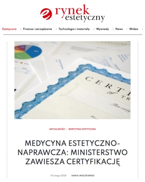 Certyfikat medycyna estetyczno-naprawcza Fot Rynek estetyczny