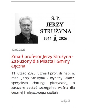 Prof Jerzy Strużyna komunikat Leczna Grafika