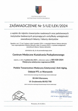 medycyna estetyczno-naprawcza Wpis_do_rejestru_CMKP Fot PTMEiAA